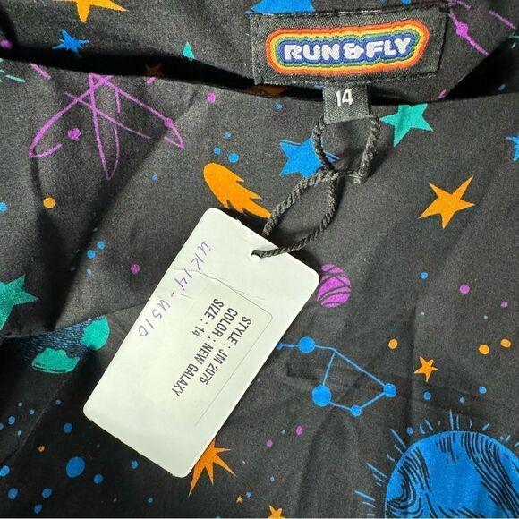 Run and Fly Cosmic Space Belted Tea Dress with Pockets - Picture 8 of 9